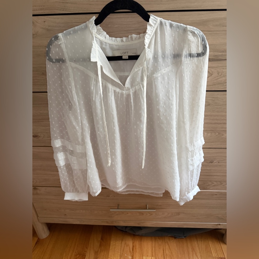 LOFT white feminine Textured Blouse